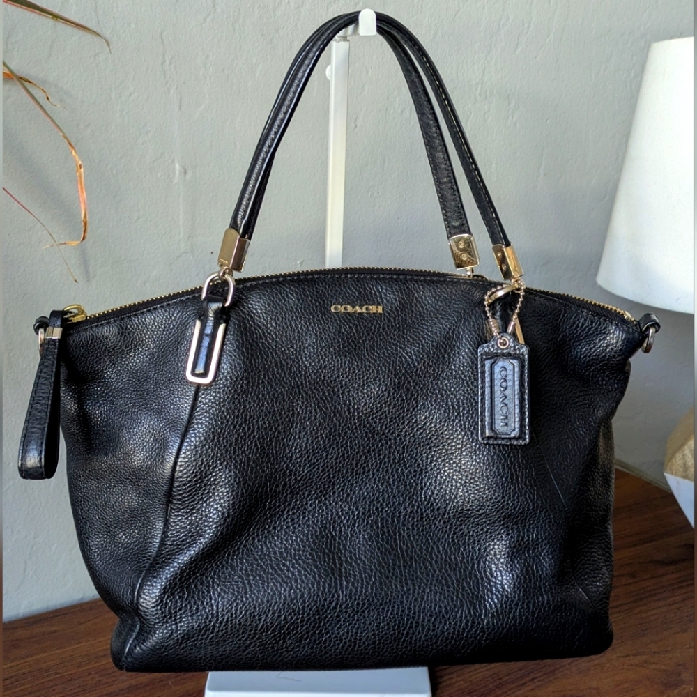 Coach Black Leather Crossbody Bag.